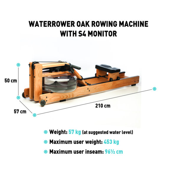 Waterrower Oak Rowing Machine with S4 Computer g